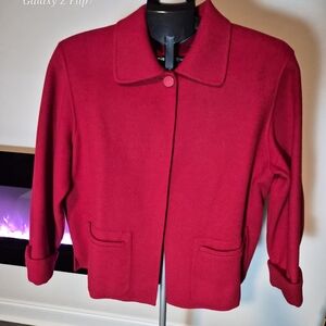 Carole Little Petite 100% Pure Wool Minimalist Jacket - Magenta